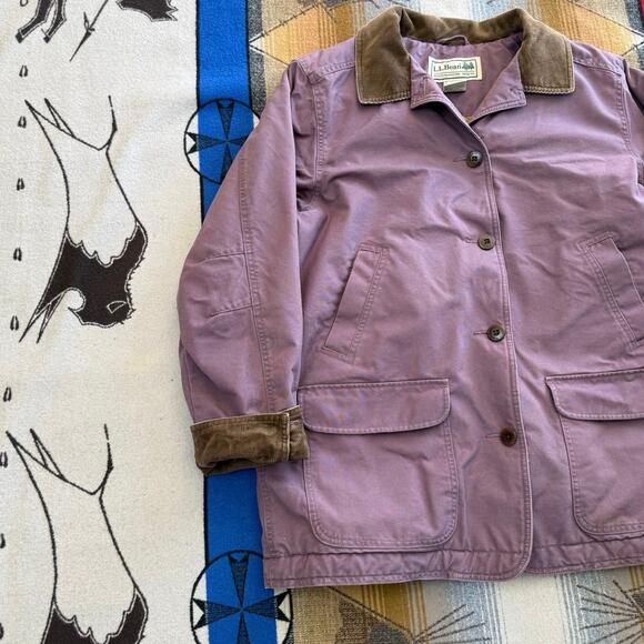 Vintage L.L. Bean Womens Barn Chore Coat Jacket Corduroy Purple XL Quilt Lined - Picture 7 of 11